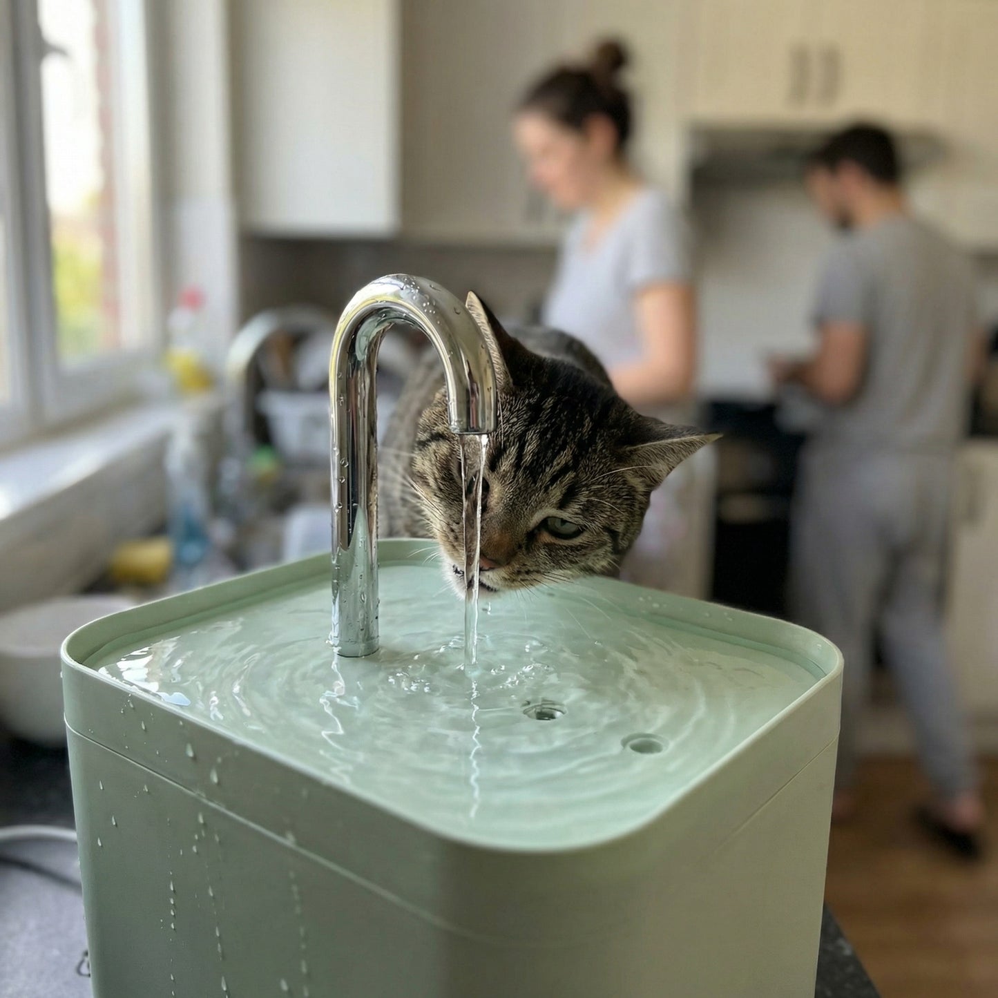 Chat buvant dans une fontaine à eau 1,5 L