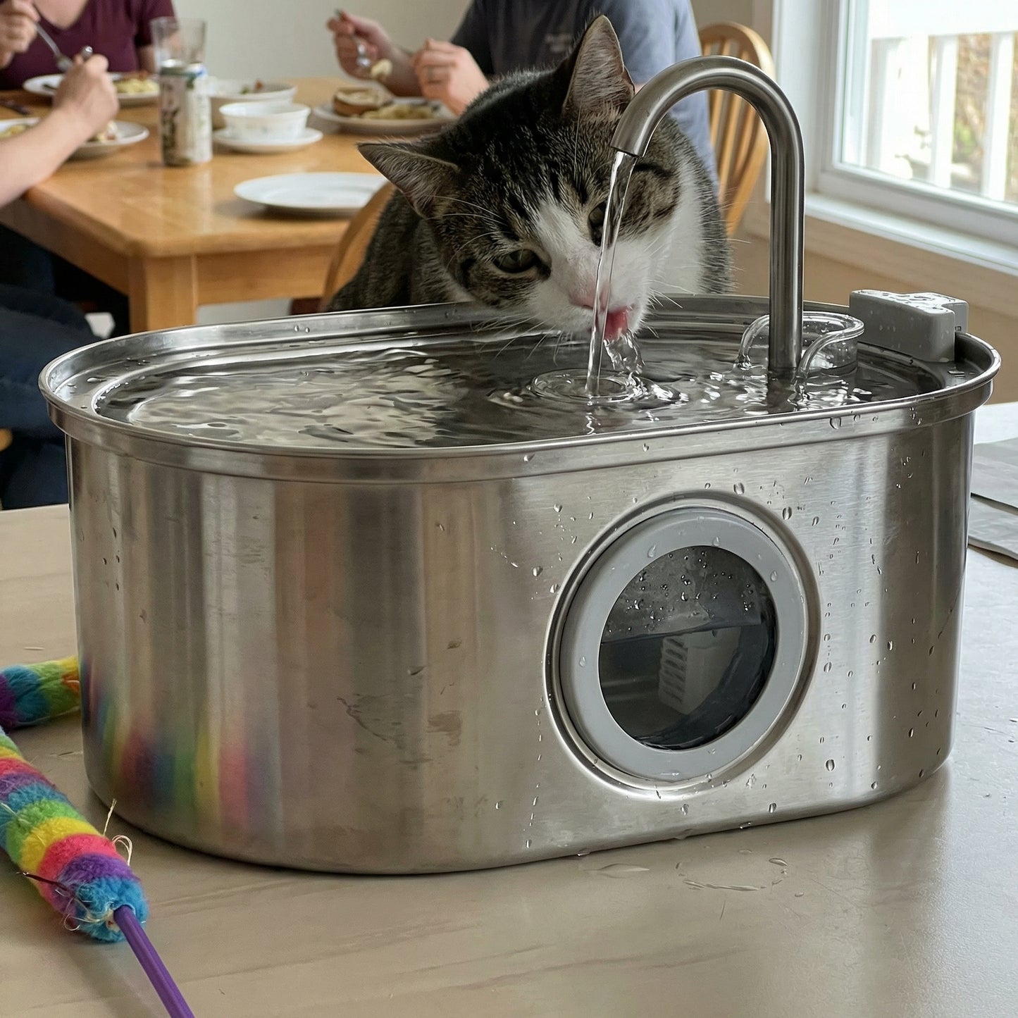 Chat buvant dans une fontaine à eau 