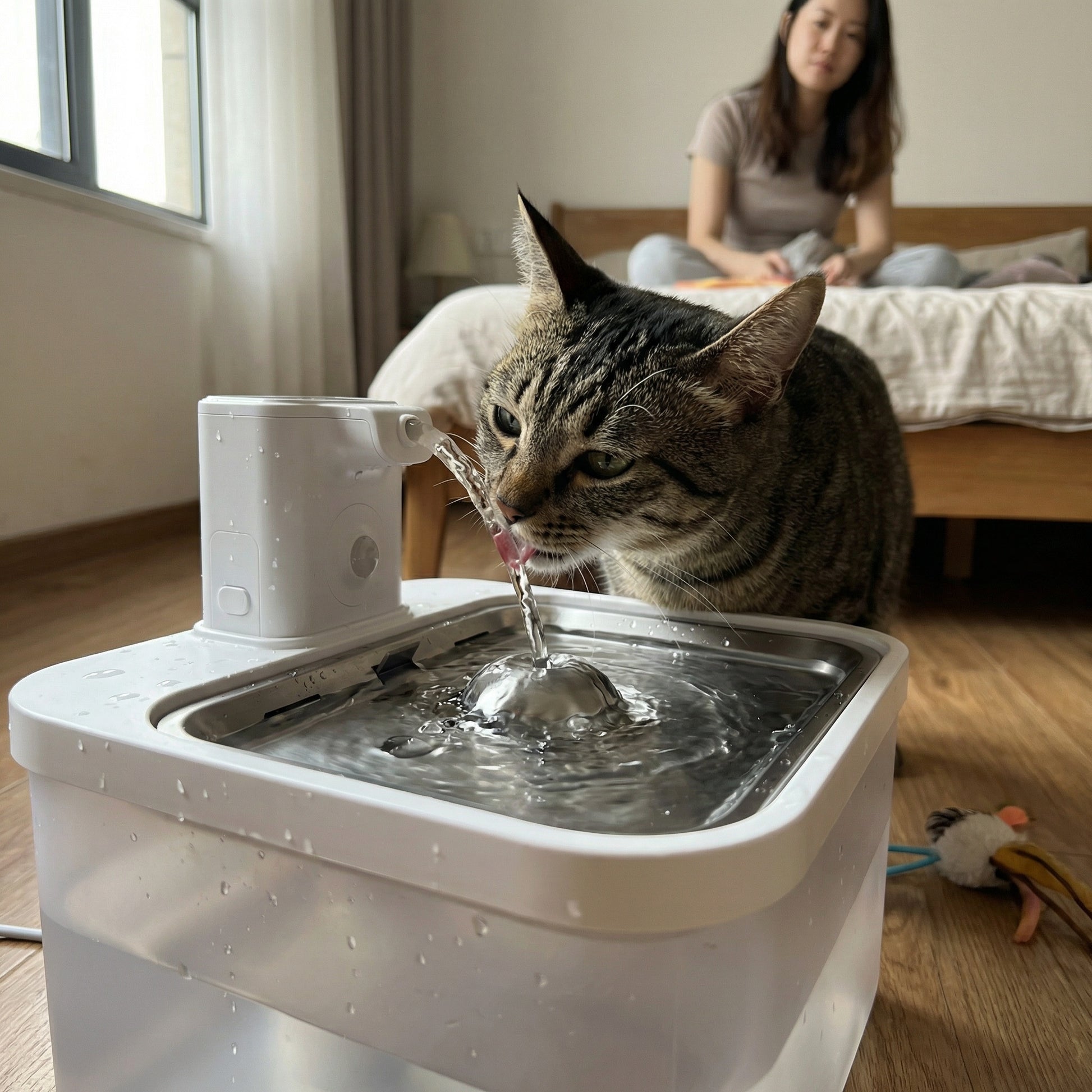 Fontaine à eau pour chat 2,5 L automatique silencieuse avec batterie et sans fil