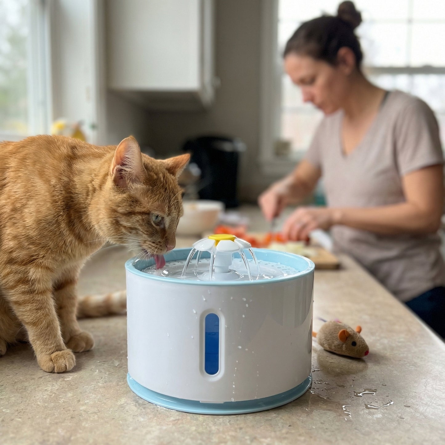 Chat buvant dans une fontaine à eau 2,4 L