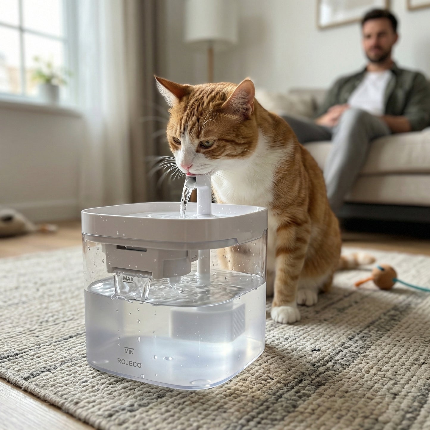 Chat buvant dans une fontaine à eau automatique 1,5 L