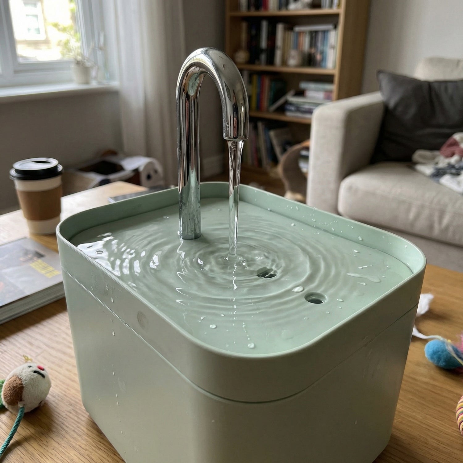 Fontaine à eau pour chat 1,5L avec système de filtration et eau qui coule en continu