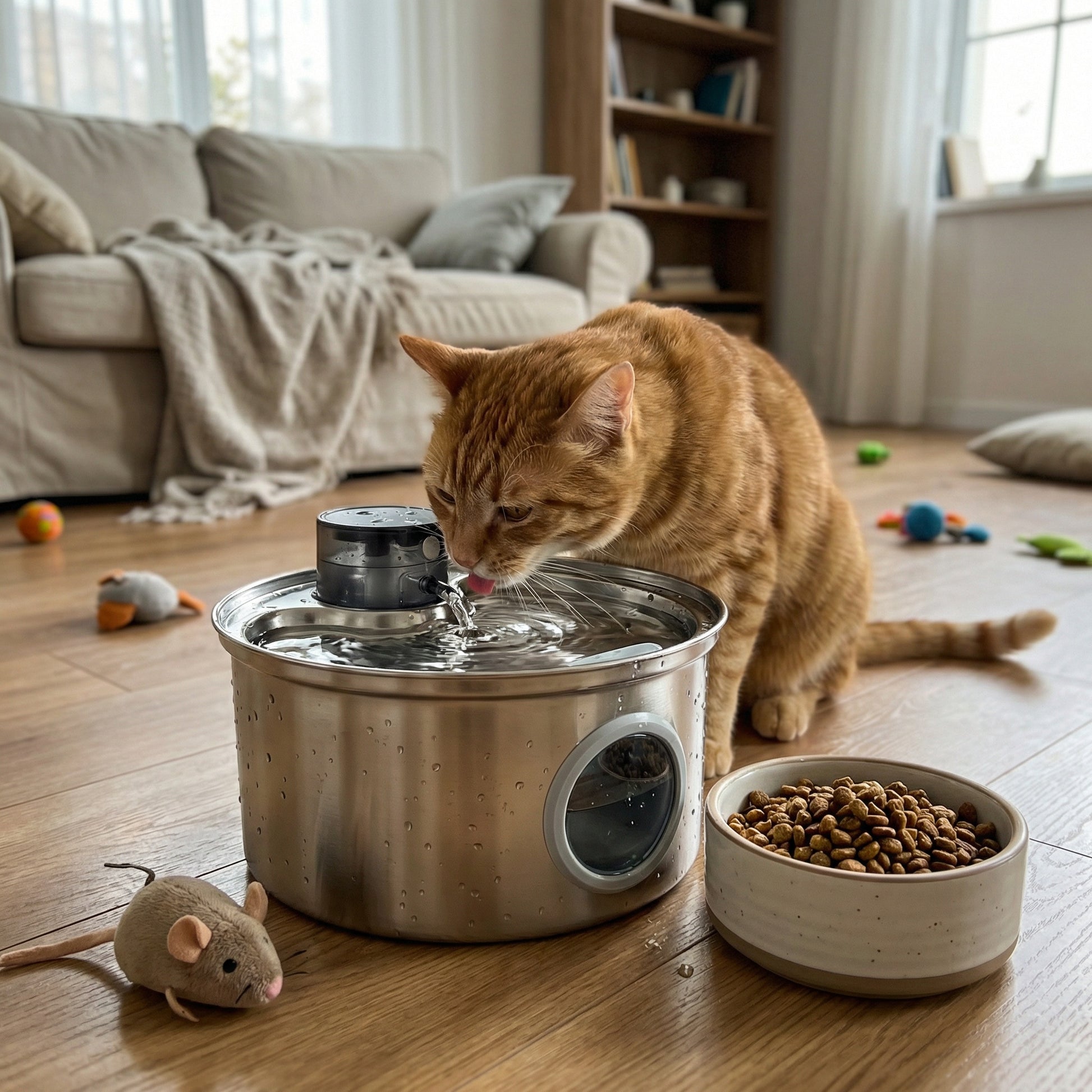 Fontaine à eau pour chat automatique en acier inoxydable 3,2 L