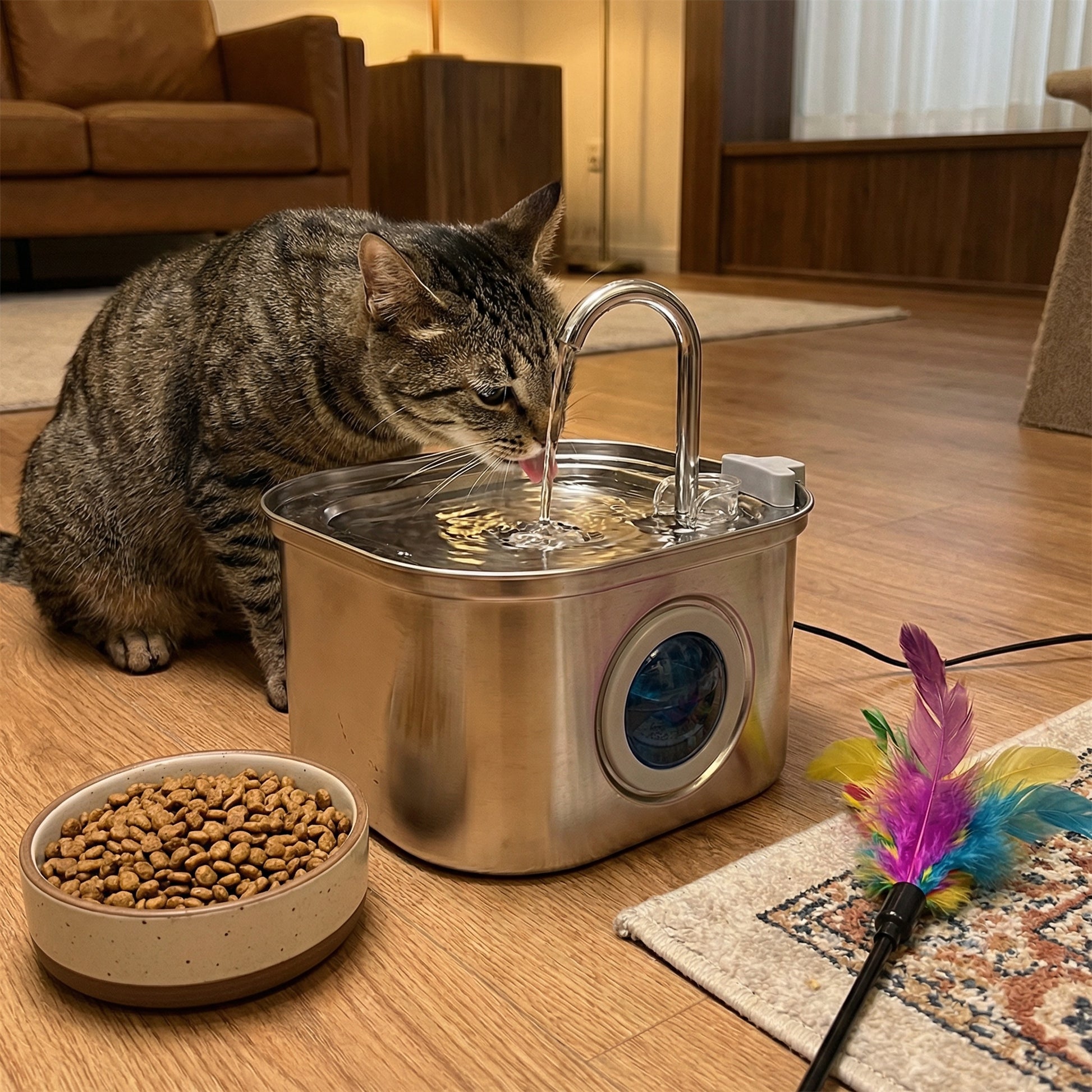 Chat buvant dans une fontaine à eau 3,2 L
